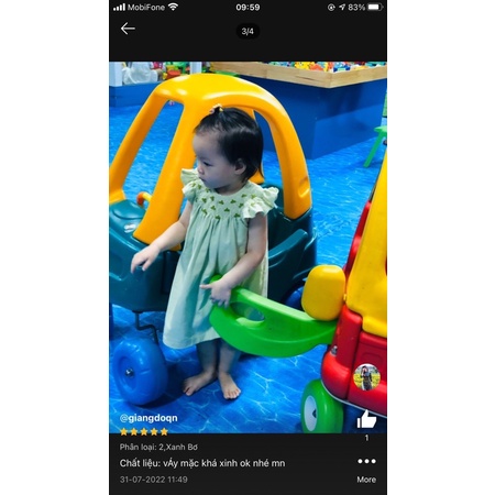 ĐẦM SMOCK ĐÔI MẸ VÀ BÉ XANH BƠ