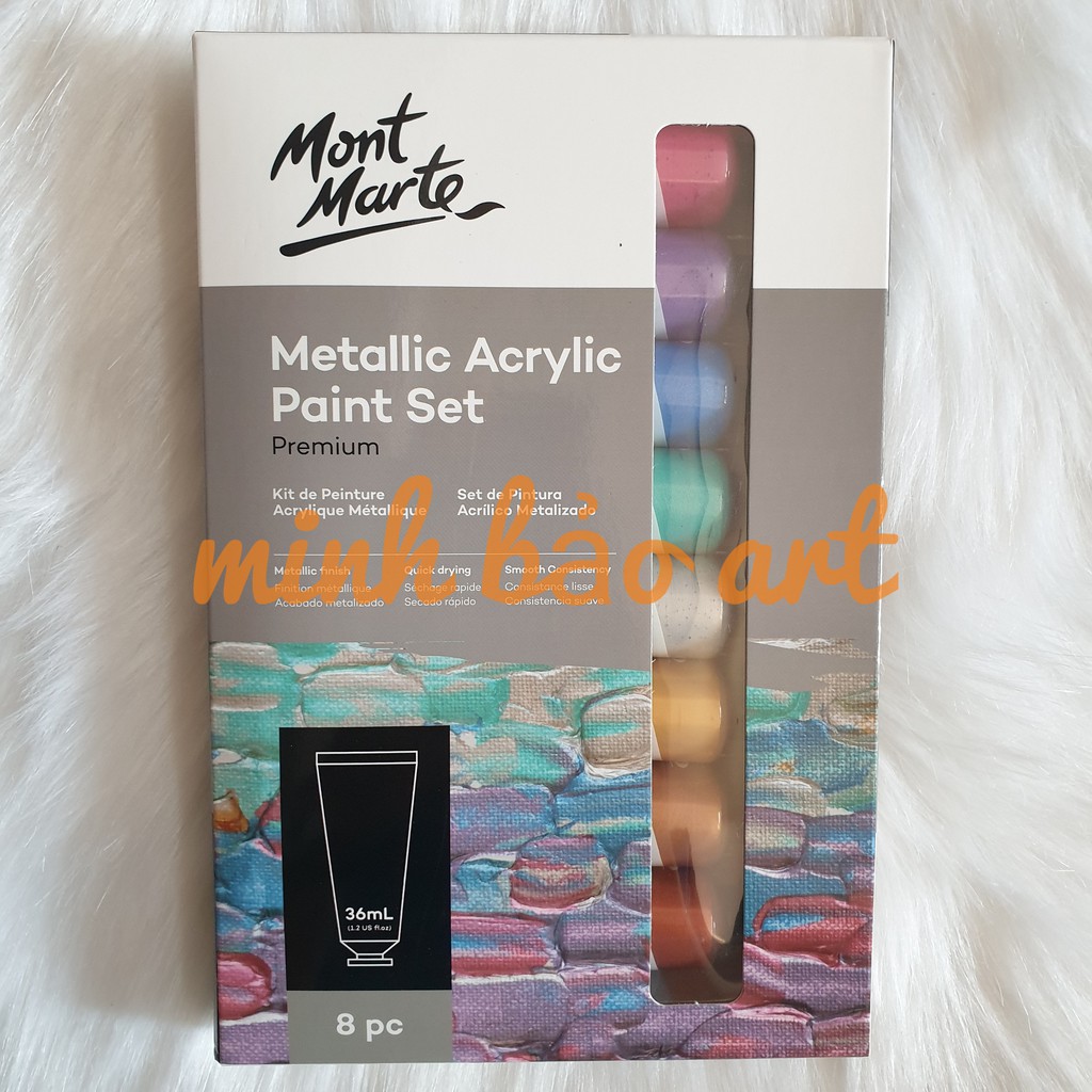 MÀU ACRYLIC METALLIC MONT MARTE INTRO SET DẠNG TUÝP 18 ML BỘ 8 MÀU , TUÝP 36 ML BỘ 8/12/24/36 MÀU