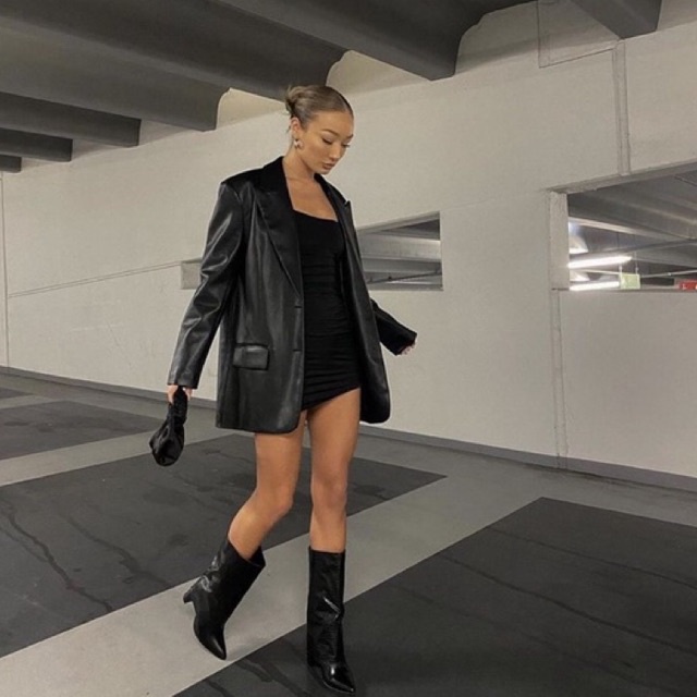 Áo Blazer Da Oversize Đơn Giản Unisex @saphire.uis