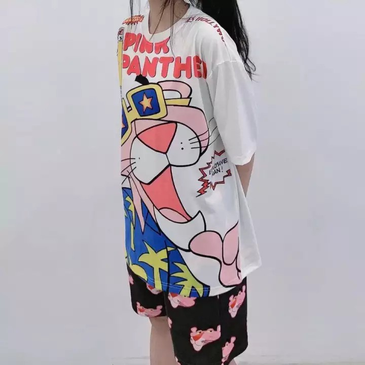 ÁO OVERSIZE BÁO HỒNG PINK PANTHER FORM RỘNG GIẤU QUẦN