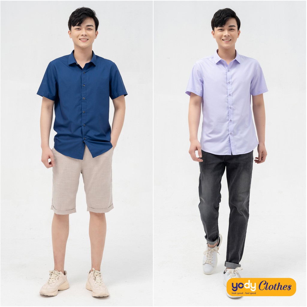 [Mã WABRYD221 giảm 10% đơn 250K] Áo sơ mi nam ngắn tay YODY vải lụa nến cao cấp khô thoáng giữ form SNM4001 | BigBuy360 - bigbuy360.vn
