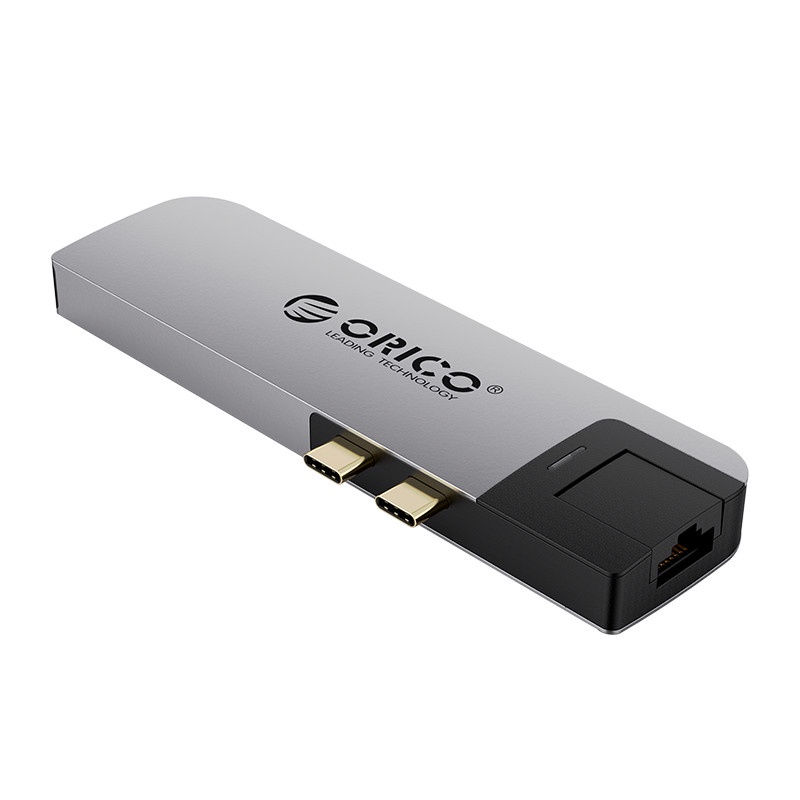 Dock Sạc Chuyển Đổi Orico 2CT-8HR-GY-BP Type C Thunderbolt3 MacBook HDMI 4K@30Hz/ PD 100W Max/ USB(3.0/2.0) TF/SD RJ45