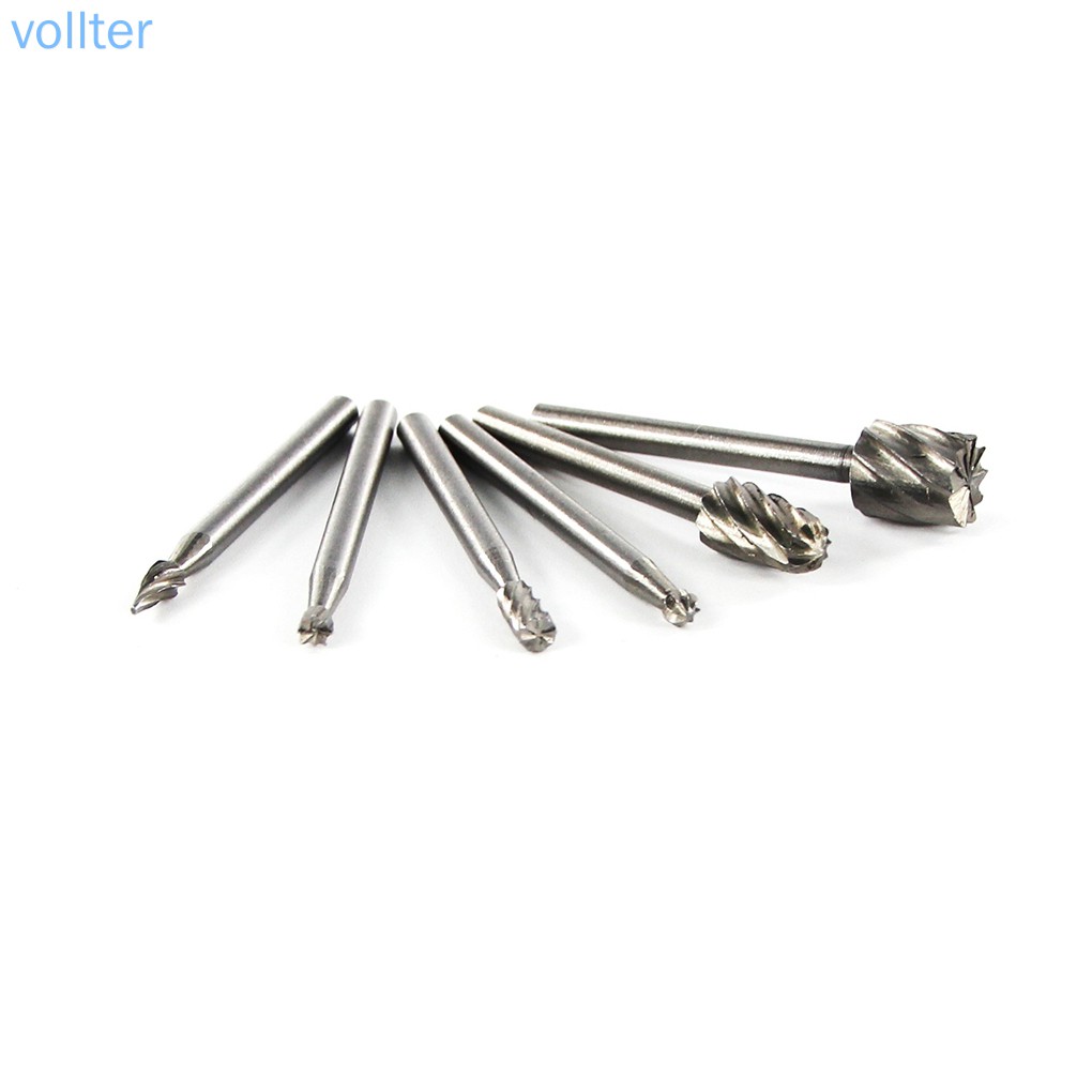 VOLL 6PCS HSS Rotary Multi Tool Burr Routing Router Bit Mill Cutter Attachment Compatible for Dremel