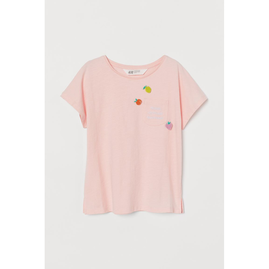Áo phông hồng huy hiệu trái cây HM H&M_hàng chính hãng authentic