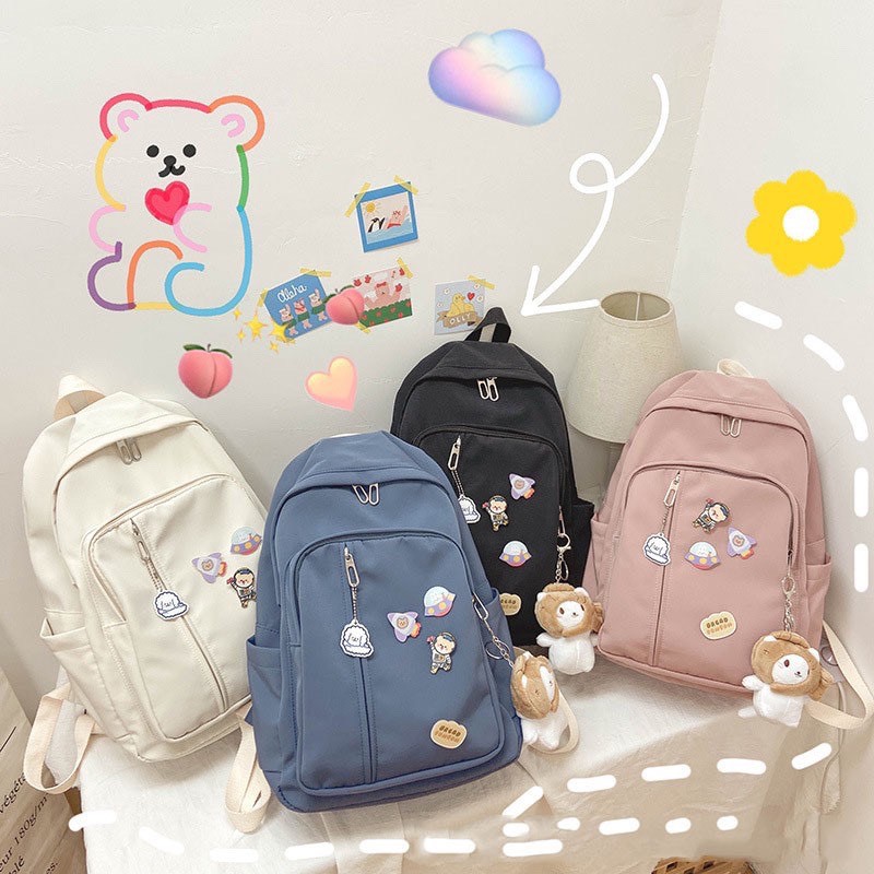 Balo Ulzzang đi học chống thấm khóa dọc dễ thương BAG U MET155