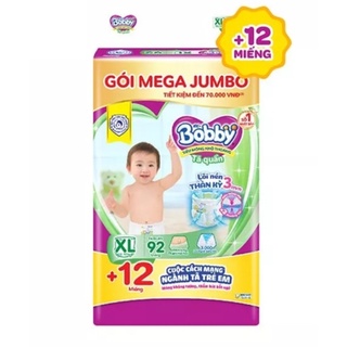 Tã bỉm quần Bobby gói Mega Jumbo M120 L104 XL92 XXL84