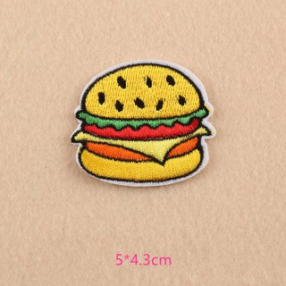 Hamburger Patch Sticker Sew On Iron On Patch Badge Jacket Jeans Clothes Fabric Applique DIY