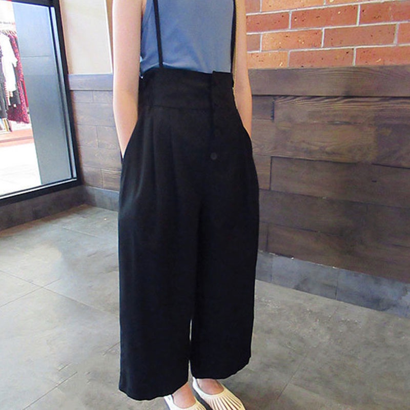 Set áo liền quần BEAR LEADER từ lụa lạnh lưng cao ống rộng dễ thương thời trang mùa hè cho bé gái