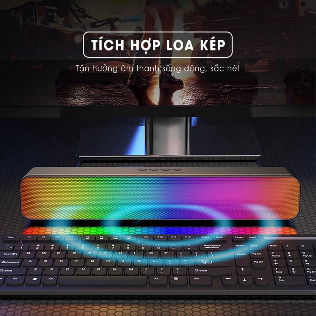 Loa bluetooth không dây DIGICOM Soundbar N8 Pro LED RGB âm thanh sống động sắc nét cho điện thoại máy tính laptop để bàn