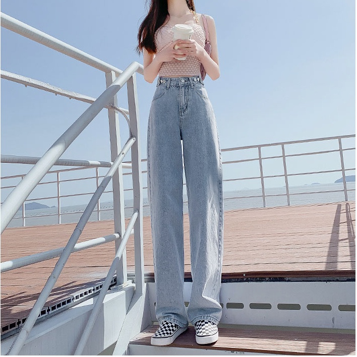 Quần Jeans Nữ Lưng Cao Ống Rộng Thời Trang Hàn Quốc