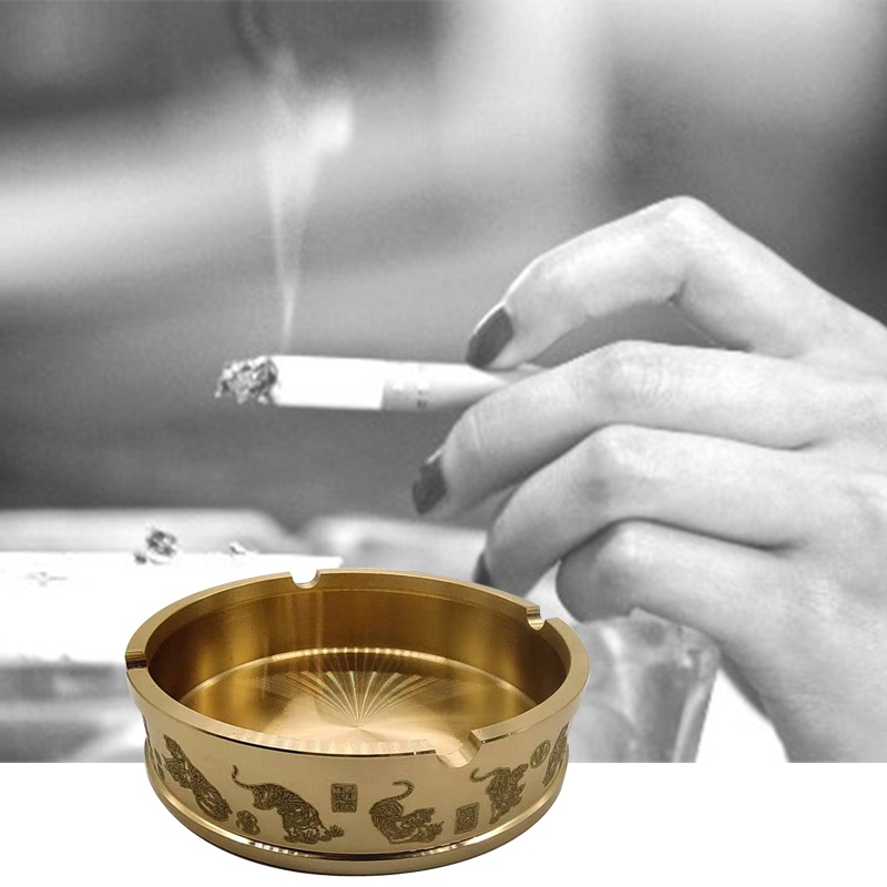 Gạt Tàn Thuốc Bằng Kim Loại Dập Nổi Hình Hổ Kiểu Vintage Trang Trí Nhà Cửa / Khách Sạn / Văn Phòng