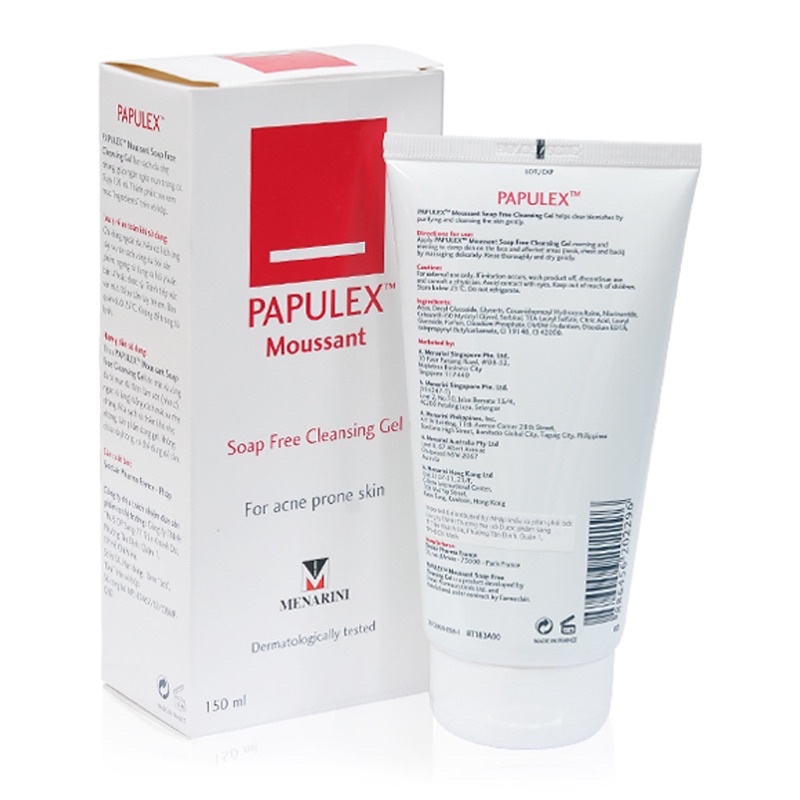 Papulex Moussant chính hãng - Sữa rửa mặt giảm nhờn, giảm mụn và dưỡng da
