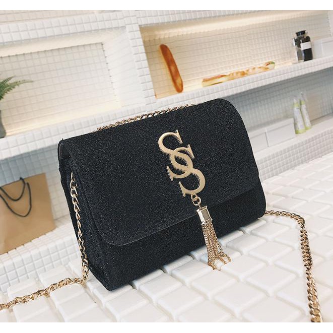 Túi nữ đeo vai xách tay kim tuyến đính chữ S DV835 | BigBuy360 - bigbuy360.vn