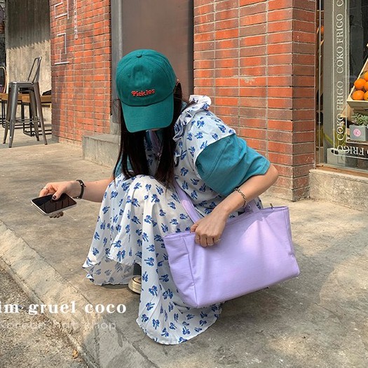 Pickles ~ Mũ Lưỡi Trai Cotton Mềm Màu Trắng Xanh Lam Phong Cách Đường Phố Hàn Quốc