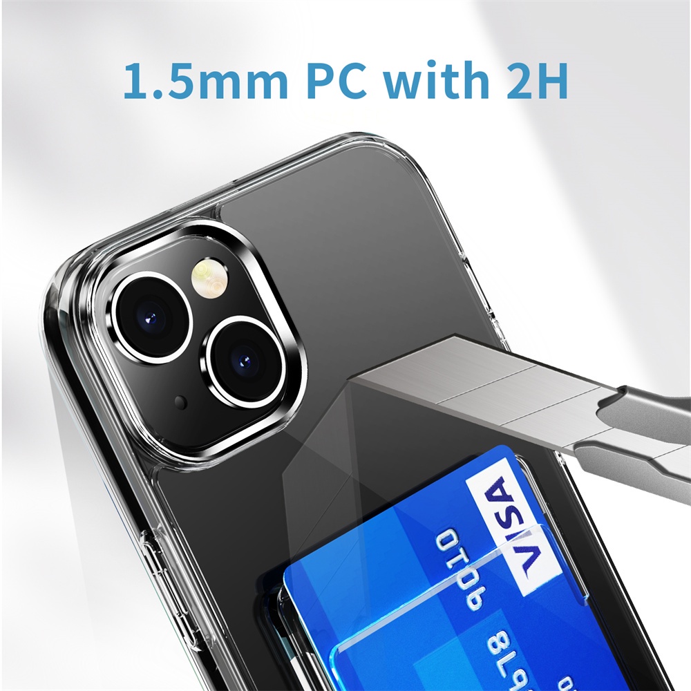 Ultra Ốp Điện Thoại pc Cứng Trong Suốt Siêu Mỏng Chống Sốc Kèm Ngăn Đựng Thẻ Cho iphone 15 14 13 12 11 pro max