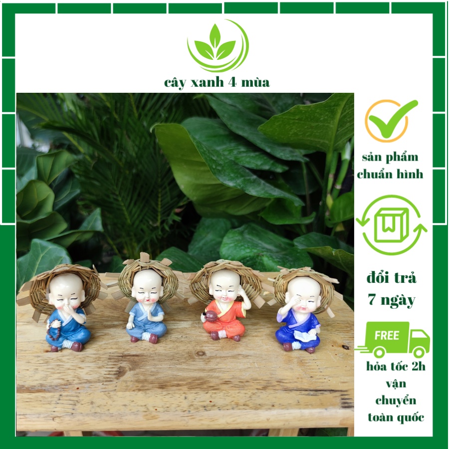 Bộ 4 chú tiểu hòa thượng đội nón cao 8cm có bán lẻ chú tiểu