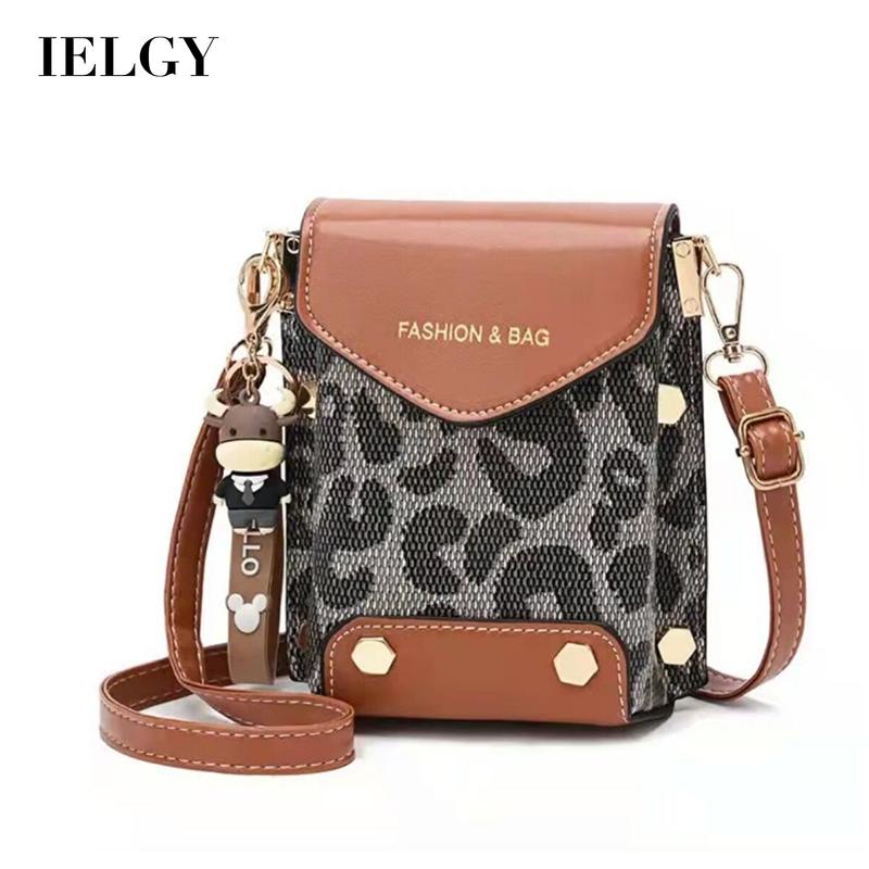 Ielgy Túi Đeo Chéo mini Đựng Điện Thoại Họa Tiết Da Báo Thiết Kế Độc Đáo Cho Nữ