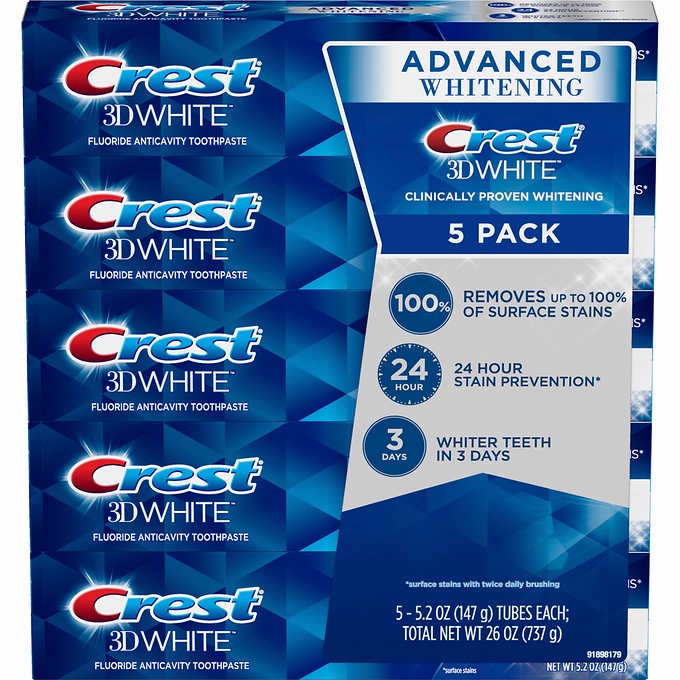 Tuýp Kem đánh răng Crest 3D 147g White Advanced Triple Whitening tuýp 147g từ Mỹ