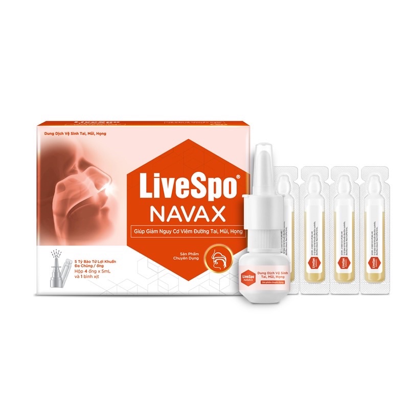 Xịt mũi Livespo Navax chuyên dụng - Bảo vệ hô hấp 4 ống x 5ml