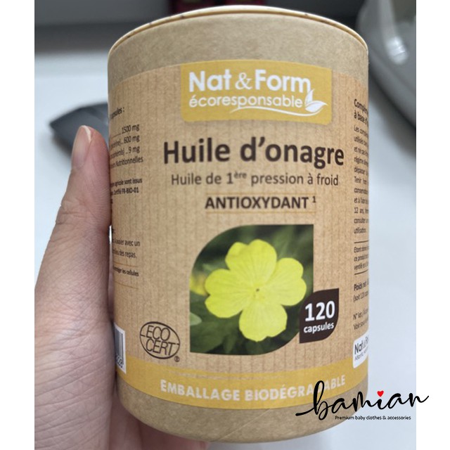 Viên uống tinh dầu hoa anh thảo Nat & Form Hữu cơ nhập khẩu Pháp hộp 120 viên | BigBuy360 - bigbuy360.vn