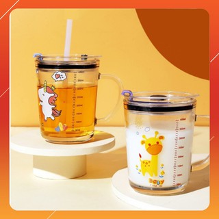 Ly thủy tinh nắp đậy kẻ vạch 400ml