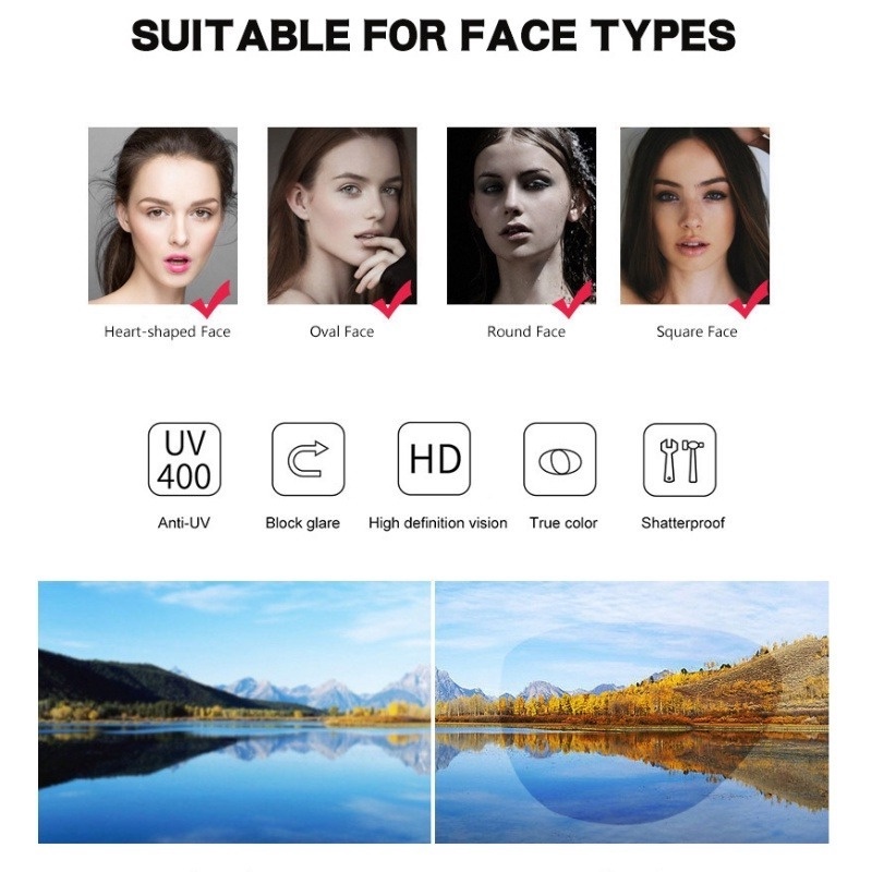 (KIQI-FASHION) COD Kính Mát Không Vành Chống Tia UV Hàng Mới Nhập Khẩu Chất Lượng Cao Cho Nữ