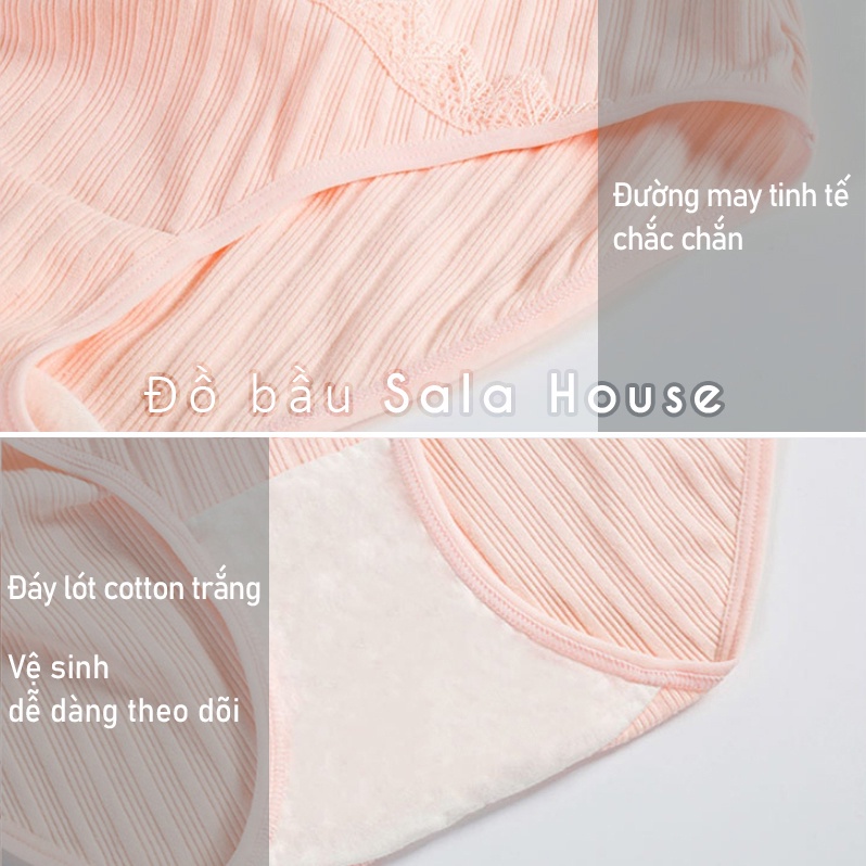 Quần lót bầu cạp chéo | Quần lót sau sinh ren cotton Mềm mịn thoáng mát co giãn tốt - Đồ bầu SalaHouse