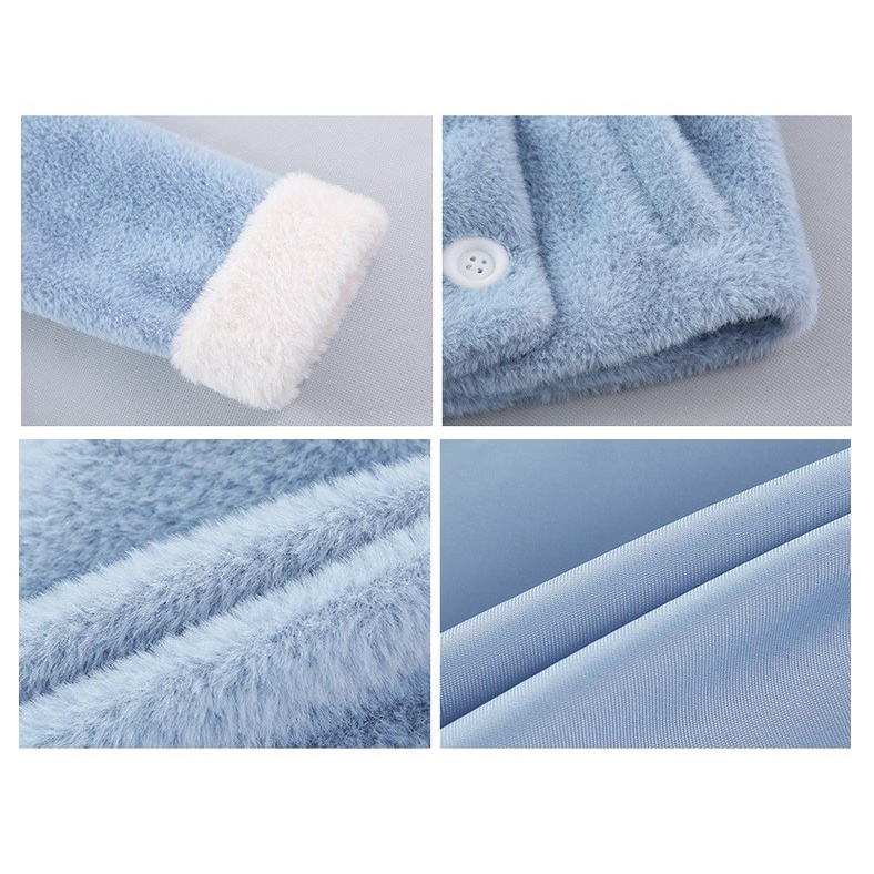 Q110301 Áo khoác lông nữ dài tay mùa đông hàng nhập