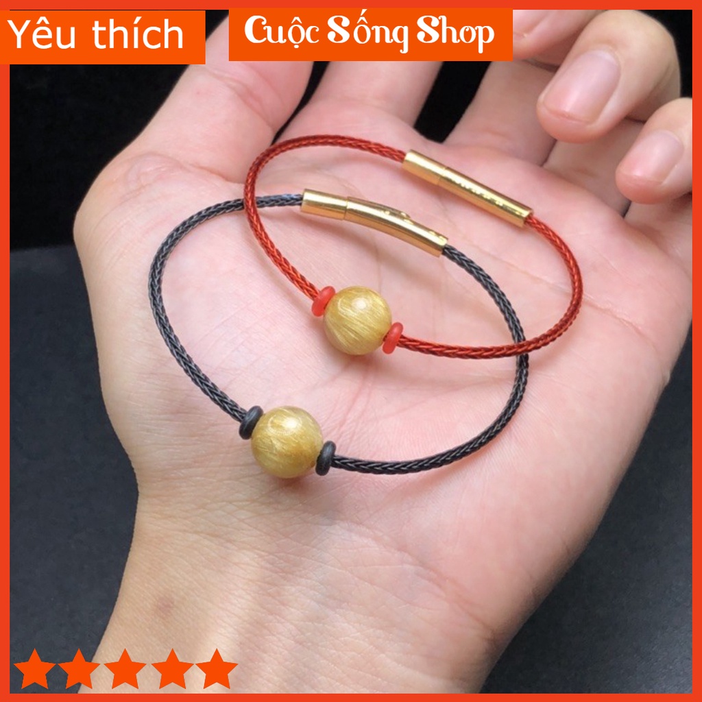 Lắc Tay Tóc Vàng 1 Viên dây cáp cứng cao cấp - Mang lại Bình An, May Mắn, Tài Lộc - Hợp mệnh Kim và mệnh Thổ