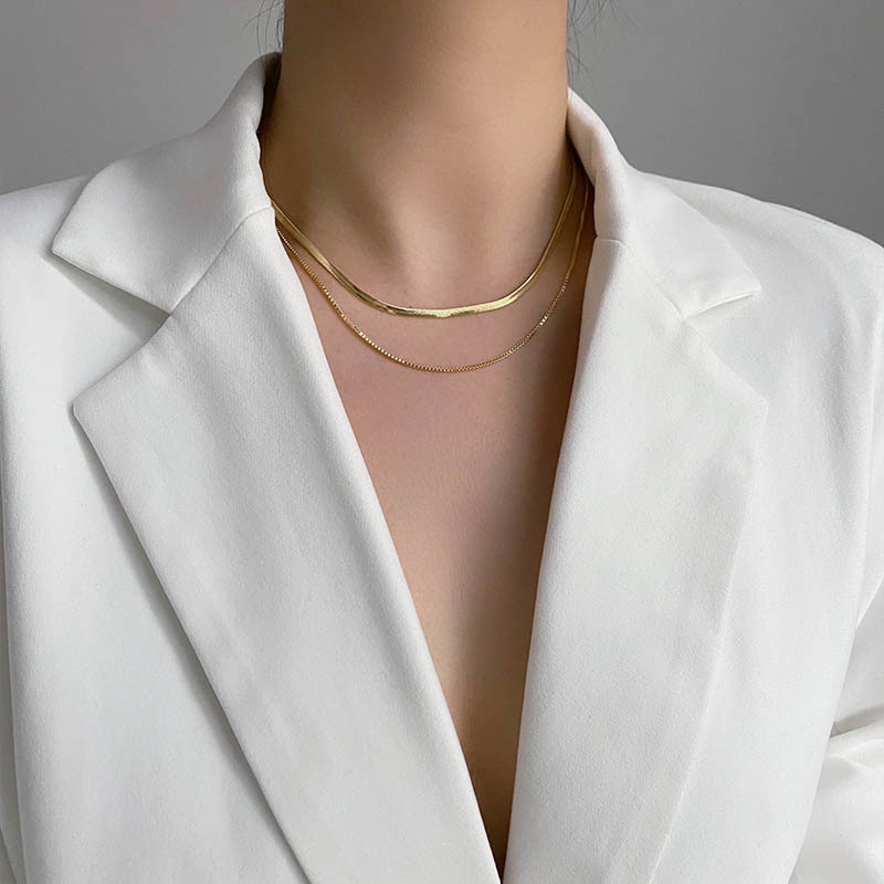 Vòng cổ Xương Rắn Hai Lớp Thời Trang Đường Phố Cá Tính Cho Nam Nữ