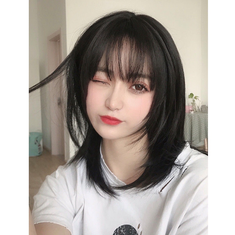 Tóc Giả Thẳng Dài Ngang Vai Có Khóa Bên Trong Cho Nữ