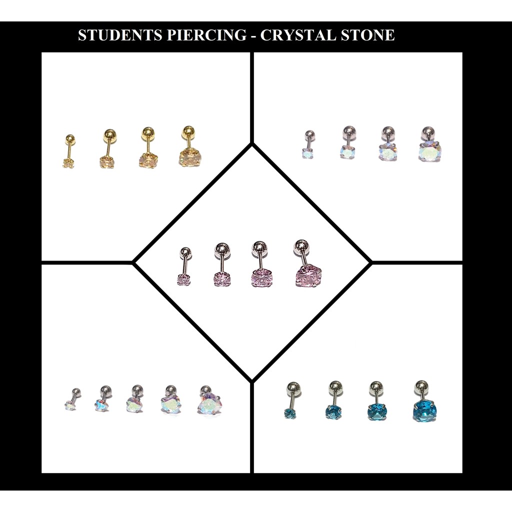 1 CHIẾC KHUYÊN NỤ ĐÁ MÀU - KHUYÊN THÉP KO GỈ