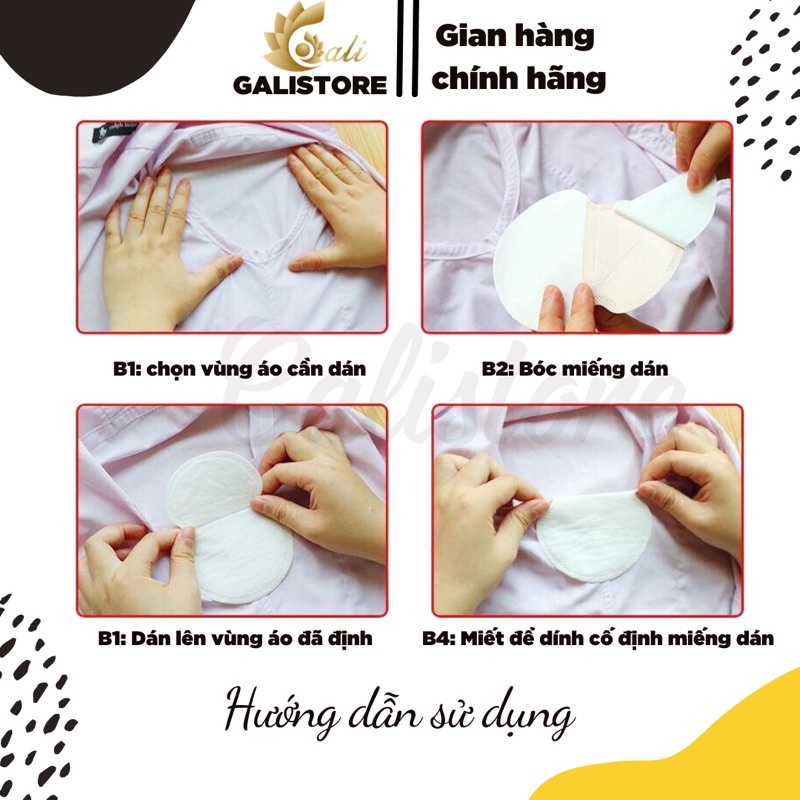 Miếng dán thấm mồ hôi nách hút mồ hôi khử mùi, diệt khuẩn ngăn mồ hôi nách thấm ra áo CN Nhật túi 2 miếng Galistore
