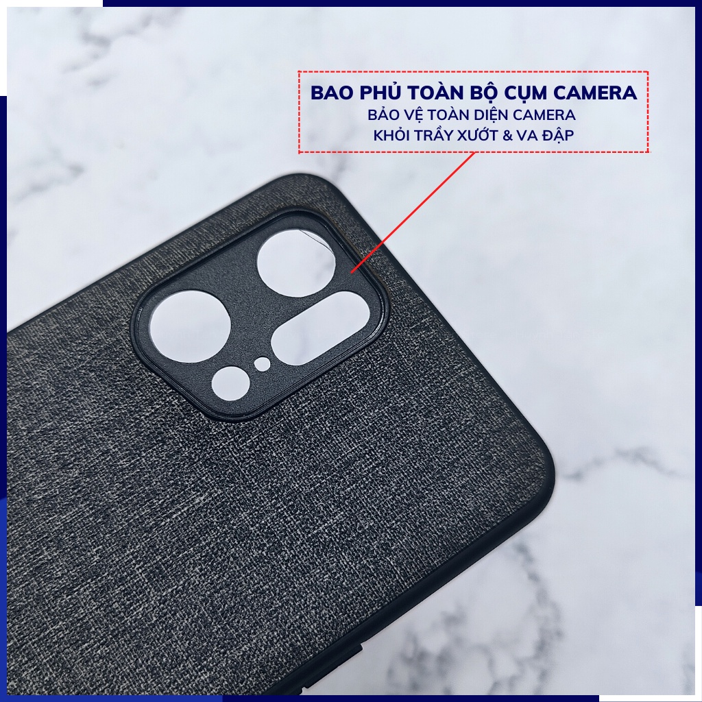 Ốp lưng oppo find x5 pro find x5 chống vân tay nhựa cứng viền đen vải jean 1 màu phụ kiện điện thoại huỳnh tân store