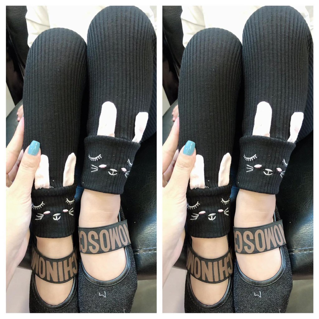Quần legging cotton gân thỏ kute cho gái xinh điệu đà - QLTT