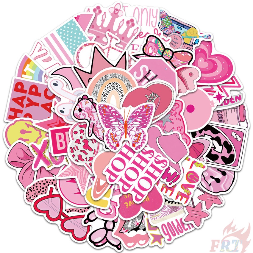 ❉ VSCO： Pink Romantic Series 06 - Pink Girl Preppy Graffiti Stickers ❉ 50Pcs/Set Mixed Fashion DIY Luggage Laptop Skateboard Doodle Decals Stickers