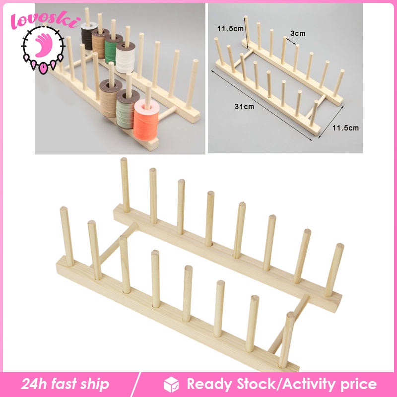 Khay Gỗ Đựng Dụng Cụ May Vá 8 / 16 Lỗ Tiện Dụng