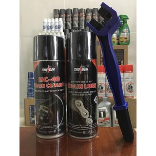 S [Free Ship Extra] Combo Thunder Chain Lube 400ml và Rửa sên MC - 40 Chain Cleaner Tặng kèm Bàn chải vệ sinh sên 40 46