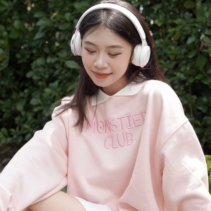 💖 Áo Monstier Cropped Collar Sweat-Shirt - Hồng