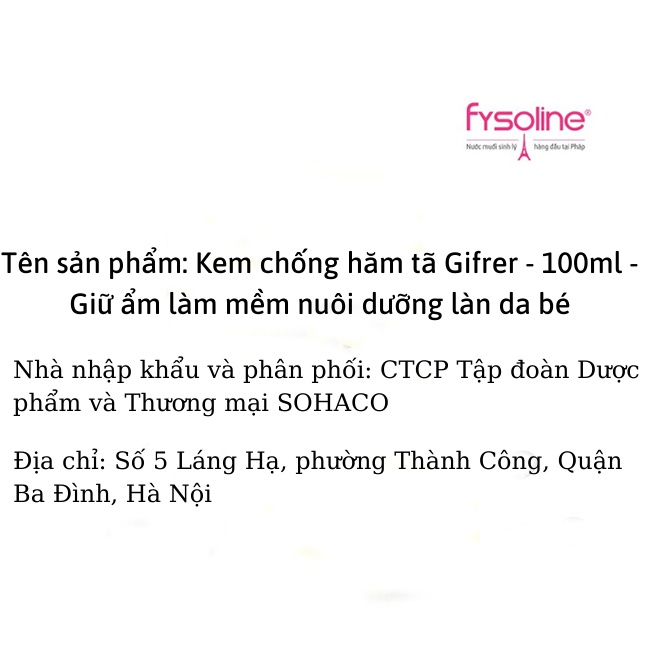 Kem Chống Hăm Gifrer Pháp Liniment Oléo Calcaire - 100ml - Giữ ẩm làm mềm nuôi dưỡng làn da bé