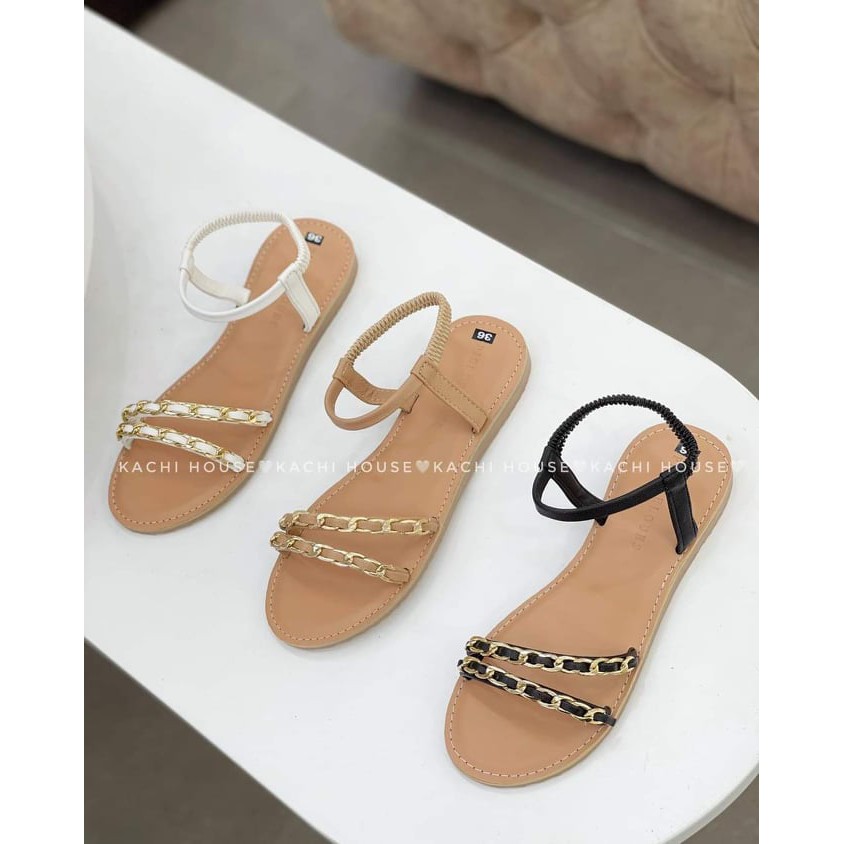 Sandal 2 quai xích pha da - FORM BÉ