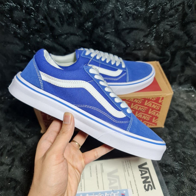 📸Ảnh Thật + Có sẵn📦 Giày Vans Old Skool Xanh Sọc Trắng || Vans Old Skool Blue White