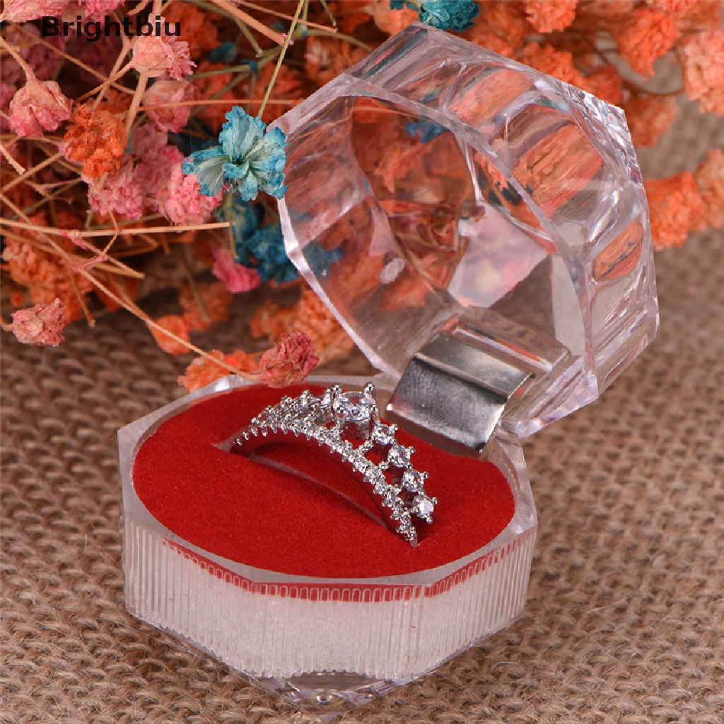 Clear Acrylic Jewelry Gift Box for Ring Holder Wedding Engagement Present New