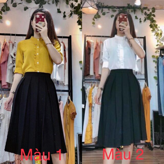 Chân váy xòe xếp ly