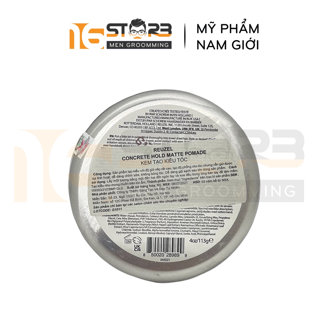 [Chính Hãng 100%] Sáp Vuốt Tóc Reuzel Concrete Hold Matte Pomade