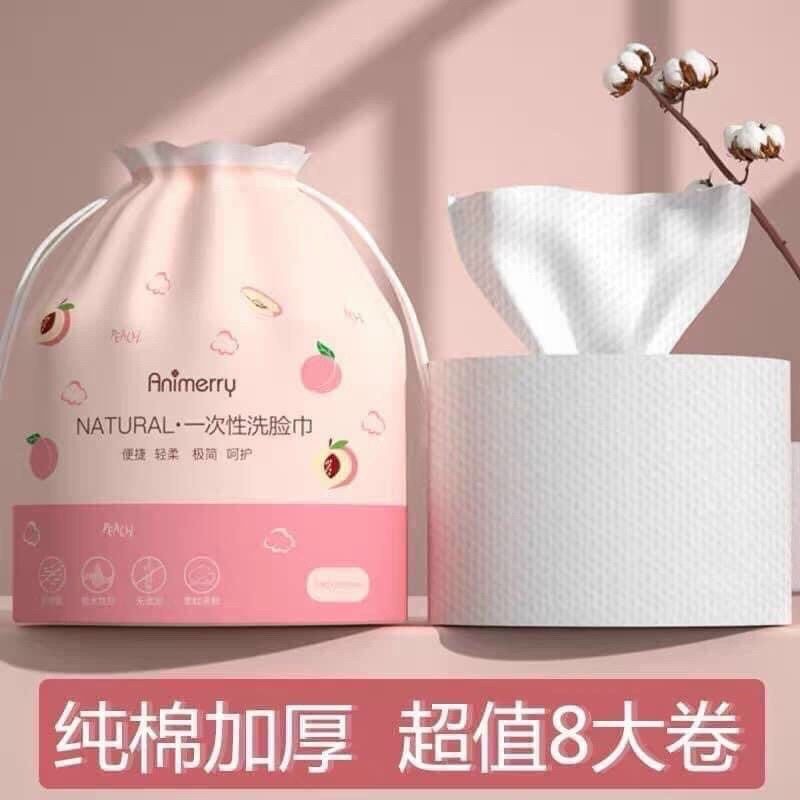 Khăn lau mặt dùng 1 lần 100% BÔNG TỰ NHIÊN - CUỘN KHĂN GIẤY LAU MẶT ĐA NĂNG KHĂN KHÔ TẨY TRANG Animerry