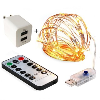 Dây đèn led đom đóm DEHA cắm điện lưới 220V 8 kiểu nháy, vàng nắng, điều khiển từ xa 3/5/10/20 mét trang trí