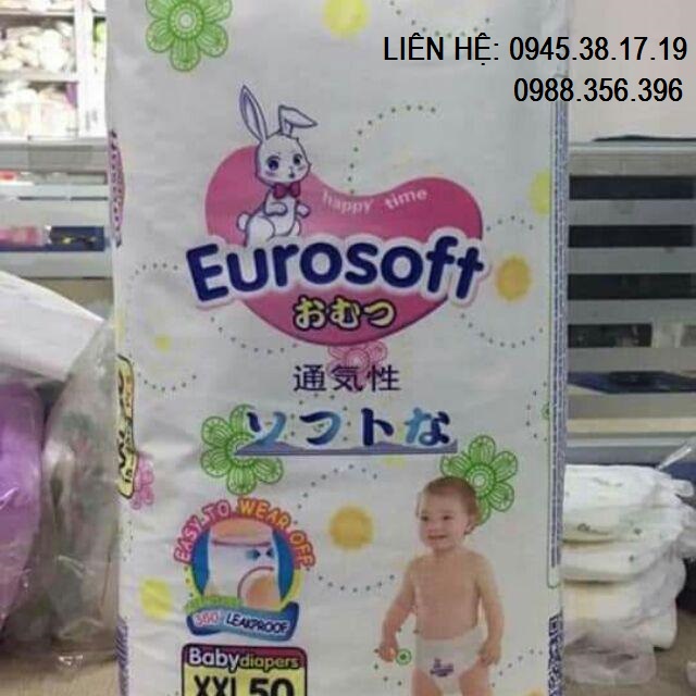 Tã quần Eurosoft (mẫu mới Eurogold) size M100 L100 XL100 XXL100 XXXL100 siêu thấm chống hăm