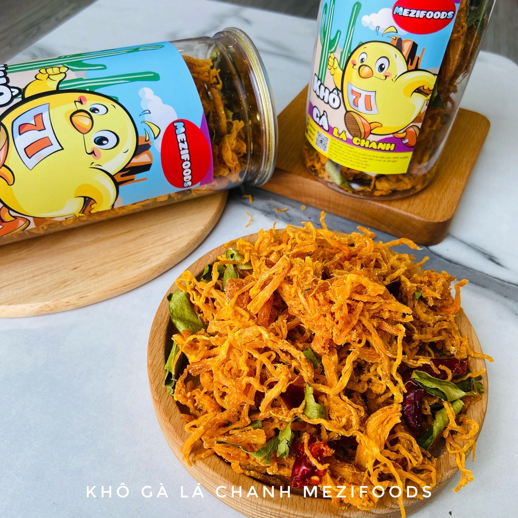 Khô gà lá chanh xé cay đậm vị 300g | Đồ ăn vặt Mezifoods | BigBuy360 - bigbuy360.vn