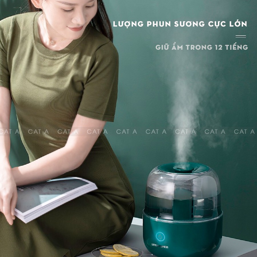 Máy Phun Sương Tạo Ẩm, Lọc Không Khí, để bàn phòng khách, phòng ngủ dung tích 4L dùng liên tục 8h